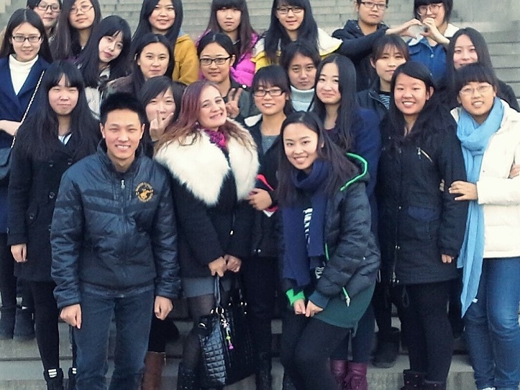 Teacher Arleen Cotas teaching English in Jinan, Shandong, northern China.